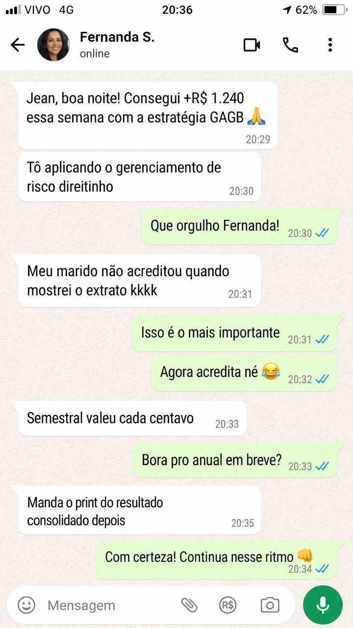 Depoimento de aluno via WhatsApp 2