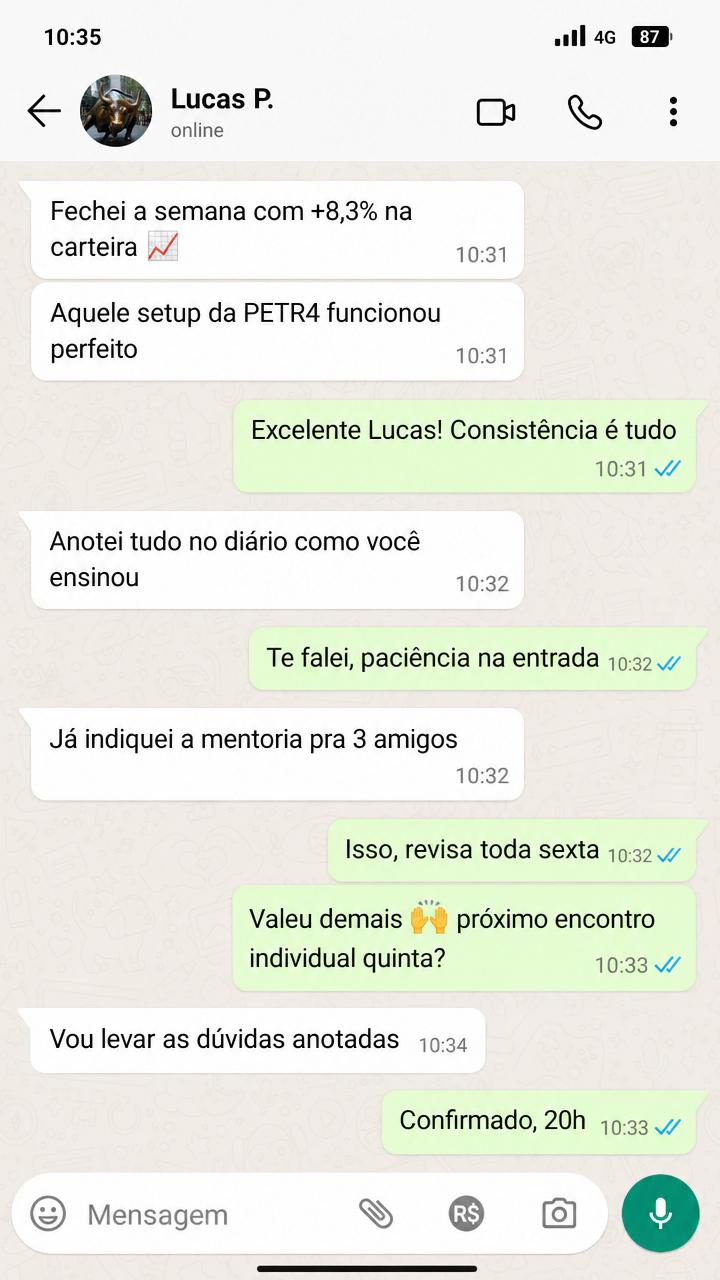 Depoimento de aluno via WhatsApp 3